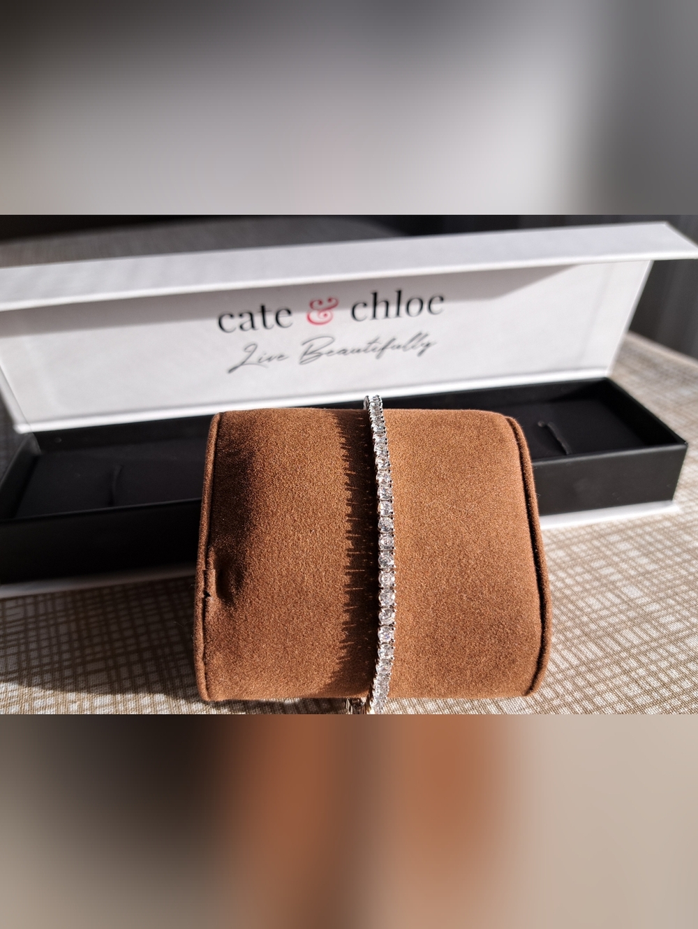 The Cate & Chloe Olivia 18k White Gold Plated Tennis Bracelet